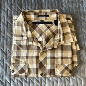 EUC SEAN JOHN tailored fit plaid long sleeve dress shirt